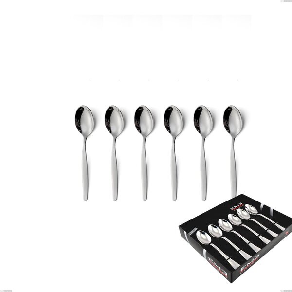 Set of 6 Beme 18/O Stainless Steel Coffee Spoons Nickel Free in Showcase Box Beme 18/O Stainless Steel (ASI 430) Nickel Free, 2 mm Thickness, Polished Chrome
