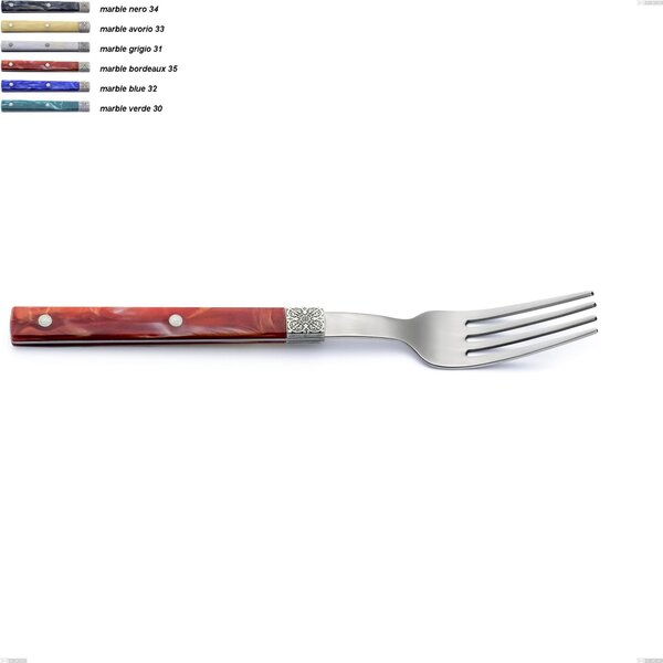 Boheme Table Fork, Stainless Steel (Aisi 304) with Engraved Ring Featuring Classic Decoration and Silver Finish, Length 212 mm