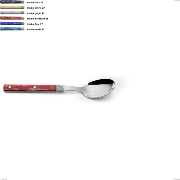 Boheme Coffee Spoon, Stainless Steel (AISI 304) with Engraved Classic Decor Ring and Silver Finish, Length 146 mm