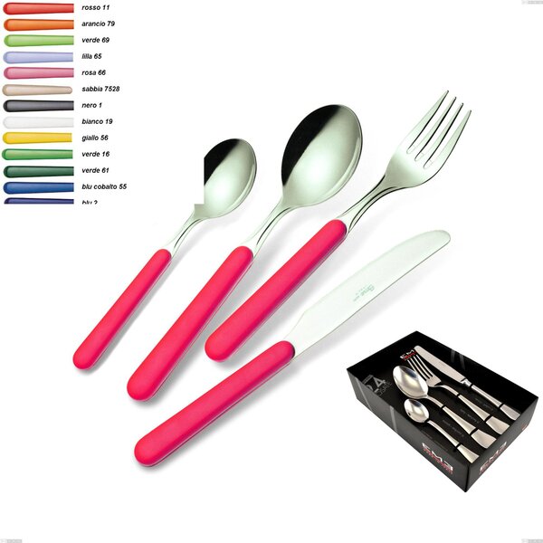 24 Piece Colourful Cutlery Set BONITA in 18C Steel with Showcase Packaging