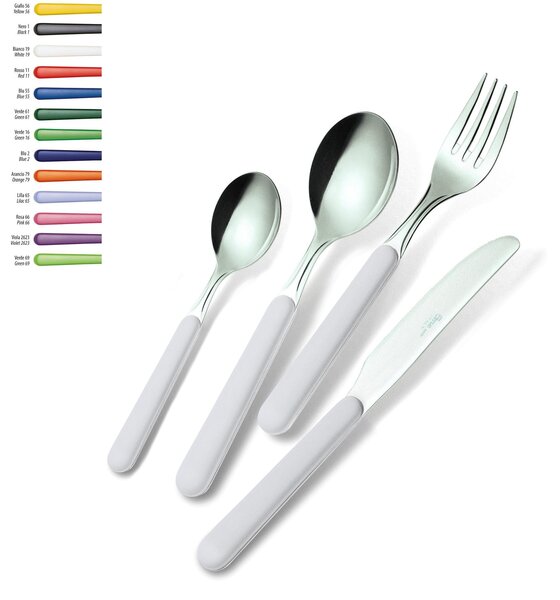 Bonita 4-Piece Colourful Cutlery Set, Table Setting in 18C Steel with Showcase Packaging