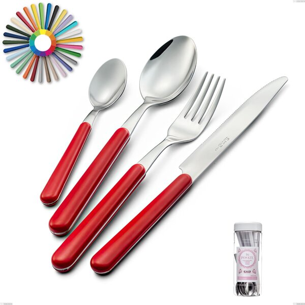 French Jar Packaging 16 Pieces Brio Cutlery, Stainless Steel 18.c (AISI 430), ABS Handles