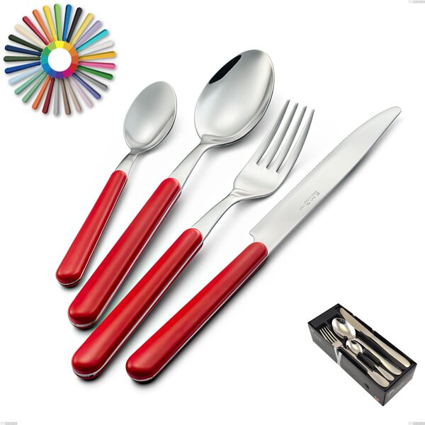 Brio 24-piece cutlery set in space-saving packaging, Stainless steel 18.c (AISI 430), ABS handles