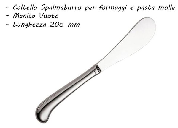 Butter Spreading Knife with Hollow Handle for Soft Cheese Stainless Steel 18/10 Polished 205 mm in Display Box
