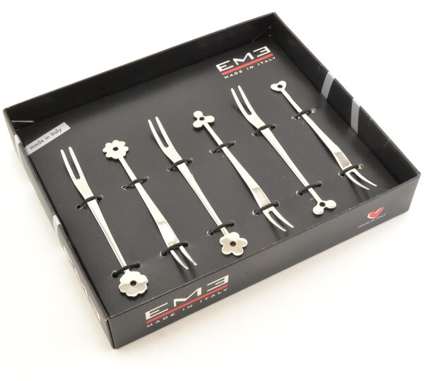 Cadeau 127mm 6-piece 18.10 AISI430 Stainless Steel Party Fork Set in Screen Printed Box EME
