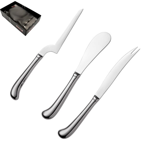 3-Piece Cheese Knives Set with Hollow Handle Stainless Steel 18/10 Polished in Display Box Cutlery