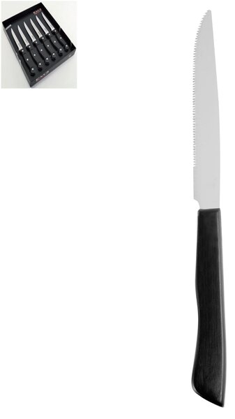 ZAK 230 mm Steak Knife with Acrylic Handle, 18.10 Polished Stainless Steel, Dishwasher Safe, 6 Pieces Cutlery Set