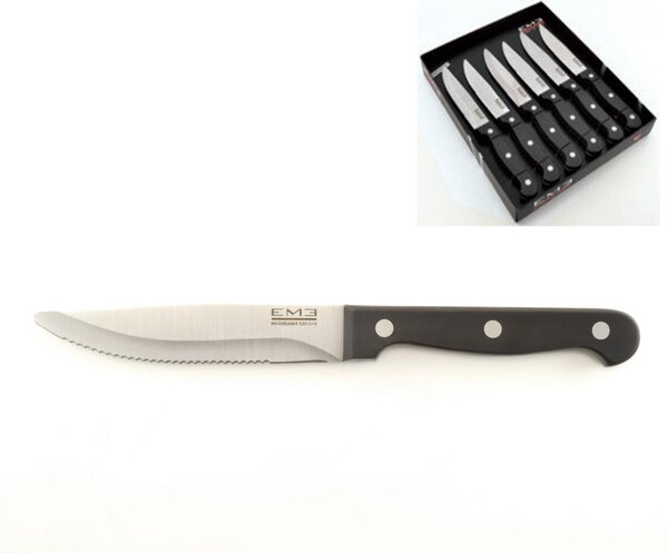Rodeo Jumbo Steak Knives Set of 6, Made of 18/10 Stainless Steel, 240 mm, Mirror Polished, in Gift Packaging