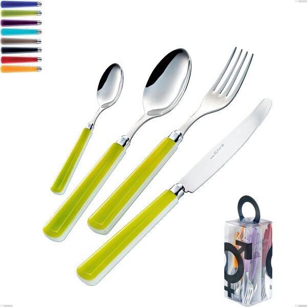 You&Me 24 Pieces Cutlery Set Candy Eme, Polished 18/10 AISI 304 Stainless Steel with Acrylic Handle