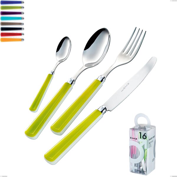 You&Me 16 Pieces Candy Eme Cutlery Set, Polished 18/10 AISI 304 Stainless Steel with Acrylic Handle
