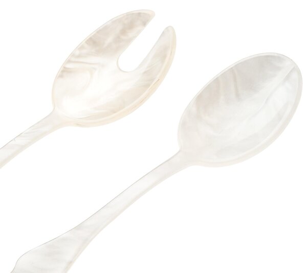 CHIC Salad Cutlery Pair in Pearly White Methacrylate 182 mm in Favour Packaging