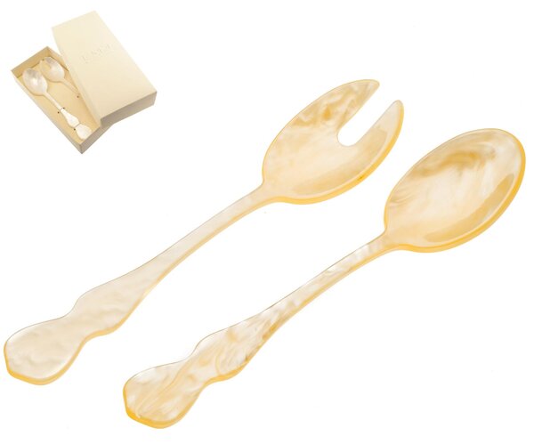 CHIC Ivory Pearl Methacrylate Salad Cutlery Pair 182 mm in Favour Packaging