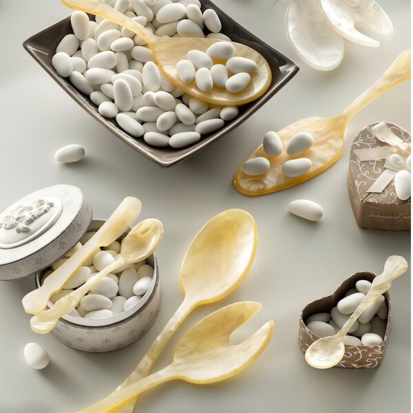 CHIC Large Risotto Spoon in White Pearl Methacrylate 182 mm in Favour Packaging