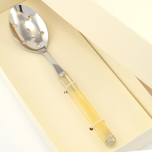 Large Perforated Pearl Spoon 21 cm Composition in Favour Box Bomboniere Eme