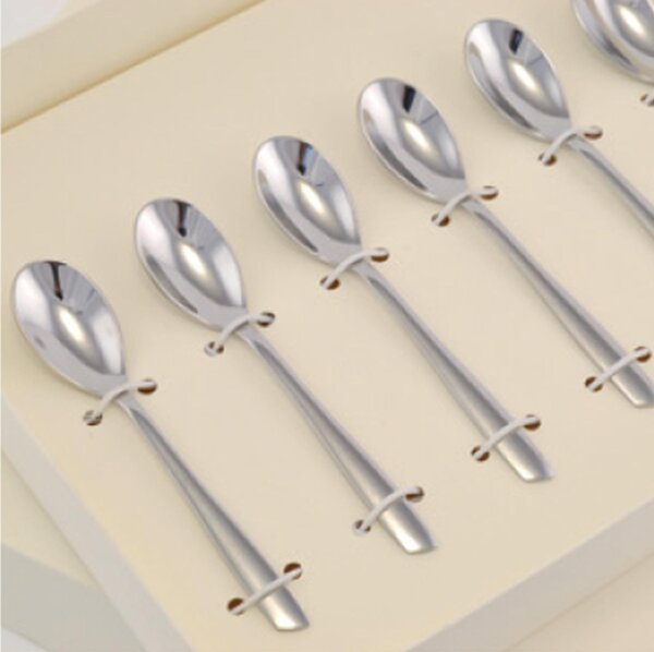 Polished 18/10 Stainless Steel 2mm Thick Espresso Spoon and Moka ELEVEN in Bomboniera Packaging