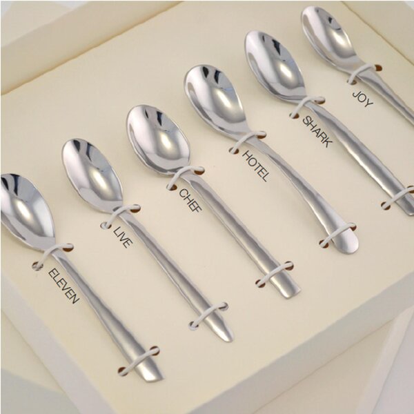 Polished 18/10 Stainless Steel 2mm Thick Espresso Spoon and Moka Assorted in Bomboniera Packaging, named Bomboniere Eme