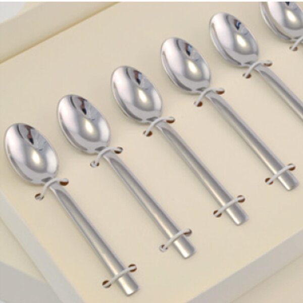 Polished 18/10 Stainless Steel 2mm Thick Espresso Spoon and Moka CHEF in Bomboniera Packaging, named bomboniere eme