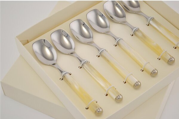 Six-piece Gelato Spoon Set pearl line collection in Favour Packaging bomboniere eme
