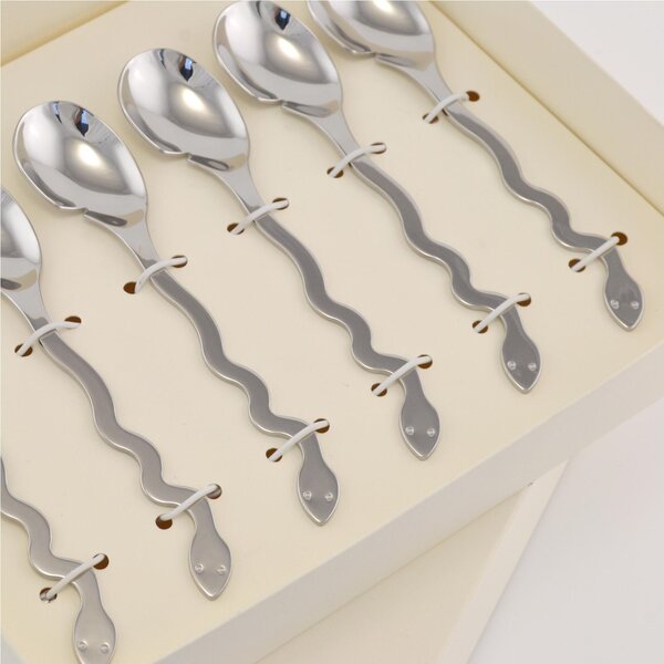 Macedonia Cappuccino Spoon 6 Pieces 140 mm Temptation in Mirror-Polished 18/10 Stainless Steel 2 mm Thickness