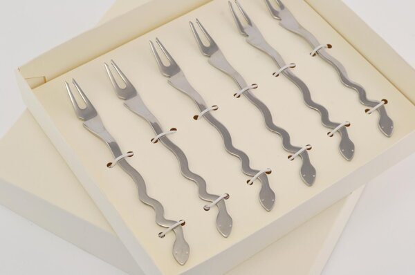Temptation 6-piece Mollusc Forks in Polished 18/10 Stainless Steel 2 mm Thickness in Favour Packaging