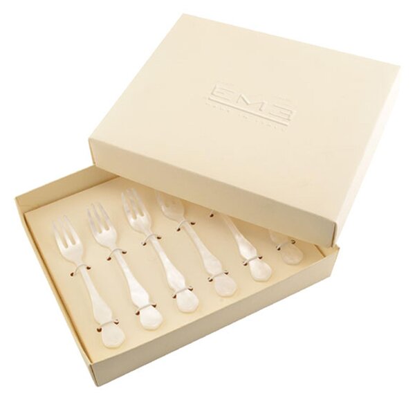 CHIC Acrylic Dessert Forks in Pearl White, 6 Pieces, 132 mm in Favour Box