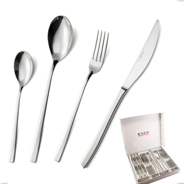 Celine 24-piece cutlery set in presentation box, Polished Aisi 304 stainless steel, 4.5 mm thickness