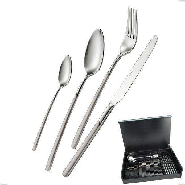 51-Piece Celtika Sandblasted Cutlery Set in Wooden Case, Stainless Steel 18.10 (AISI304), 5.00 mm Thickness