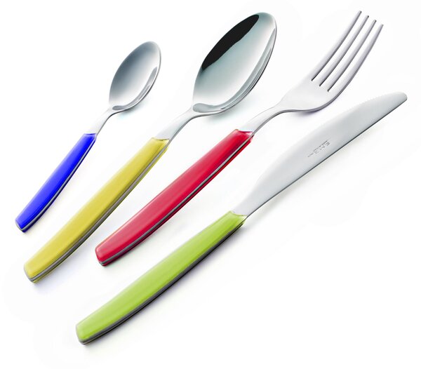 Cromo Cutlery Set 24 Pieces Stainless Steel 18.C (AISI430) 6 Knives 6 Forks 6 Spoons 6 Coffee Spoons (Mixed Colour)