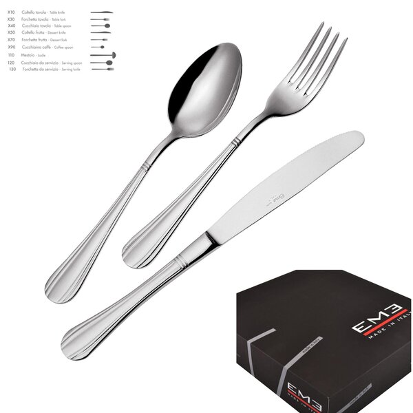 CLASSIC Cutlery Set 75 Pieces 12 Table Settings 18/10 Stainless Steel Polished Finish Thickness 4.5 mm