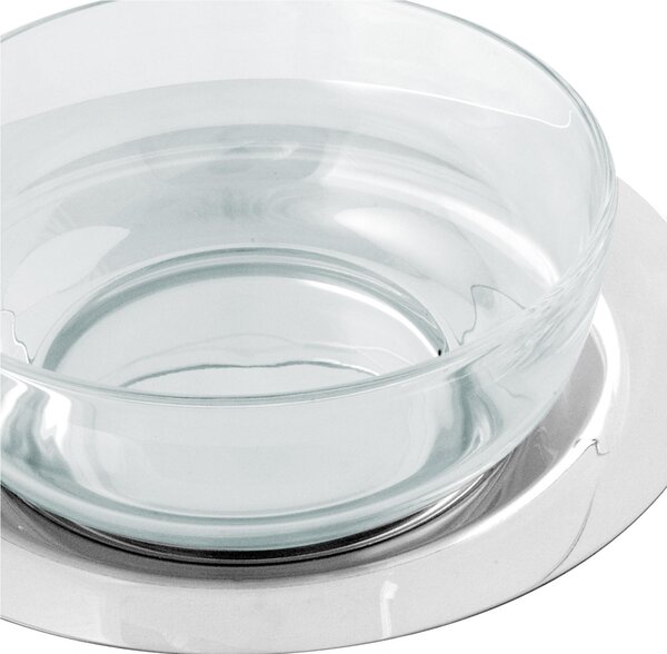 Round Salad Bowl with Steel Tray and 35 cm Crystal Bowl Convivio
