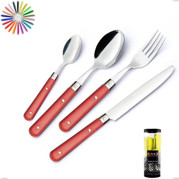 Cylinder Packaging Cutlery Set 24 Pieces Country, Stainless Steel 18/10 AISI 304 with ABS Handles