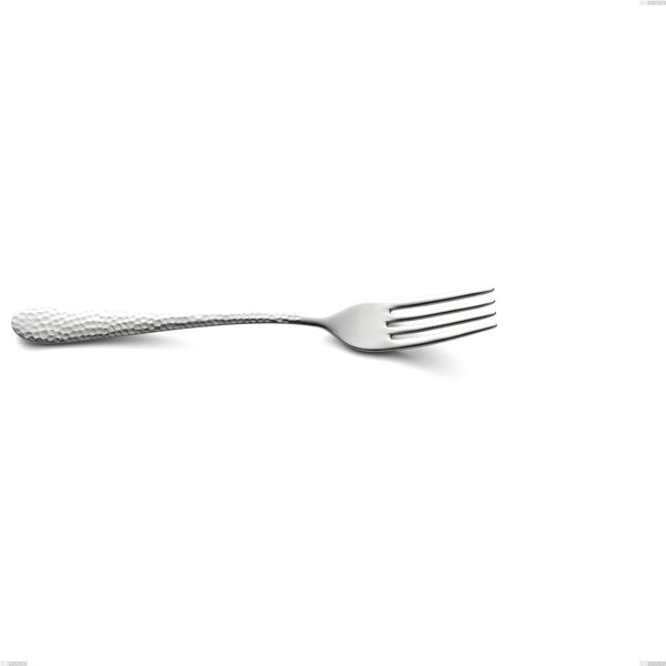 Cortina Table Fork, Stainless Steel (Aisi 304) Polished Hammered Steel, Length 214 mm