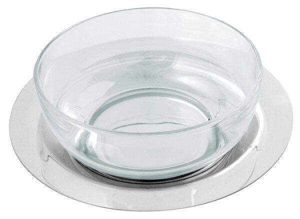 Round Salad Bowl with Steel Tray and 35 cm Crystal Bowl Convivio