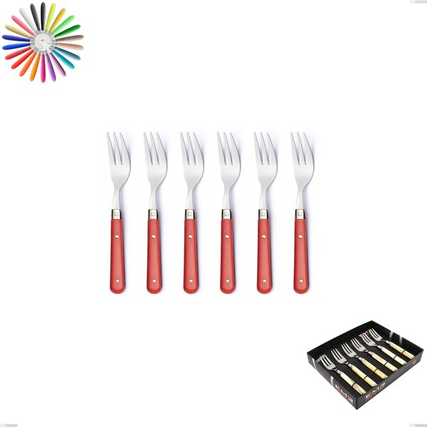 Showcase Pack 6 Pieces Country Dessert Forks, 18/10 Stainless Steel AISI 304 with ABS Handles