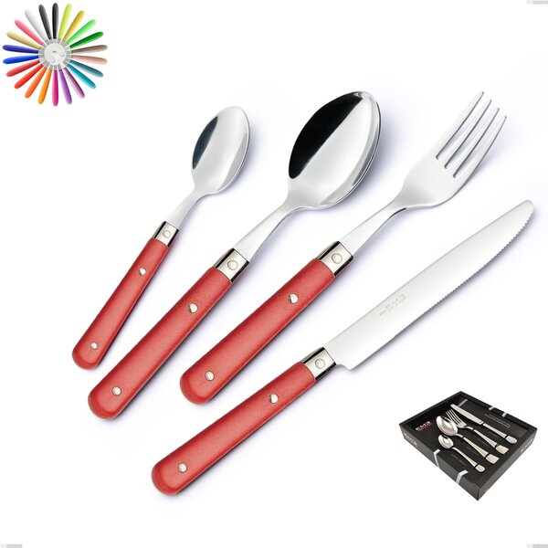 Country Cutlery Set 24 Pieces in Display Case, 18/10 AISI 304 Stainless Steel with ABS Handles
