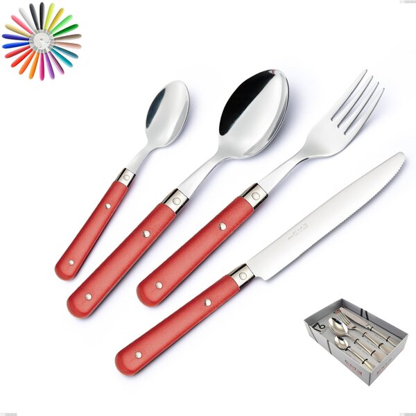 Colourful Cutlery Set 16 Pieces 4 Place Settings COUNTRY in 18/10 Stainless Steel in Showcase Packaging