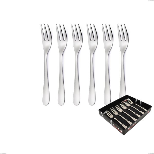 Charme Set of 6 Dessert Forks in Showcase Packaging, Polished 18/10 Stainless Steel (aisi 304), 2.5 mm Thickness