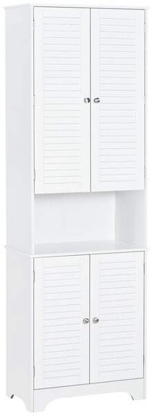 HOMCOM MDF Freestanding 6-Tier Bathroom Storage Cabinet White