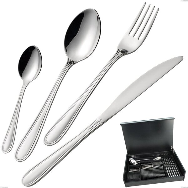 51-piece cutlery set in wooden case, economical City knife, Stainless Steel 18.10 (Aisi304), thickness 1.8 mm, City