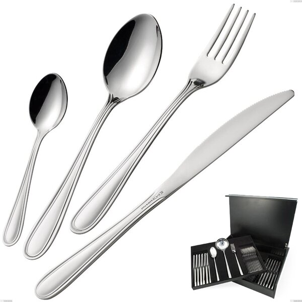 75-Piece Cutlery Set in Wooden Case, Cheap City Knife, Stainless Steel 18.10 (Aisi304), 1.8 mm Thickness, City