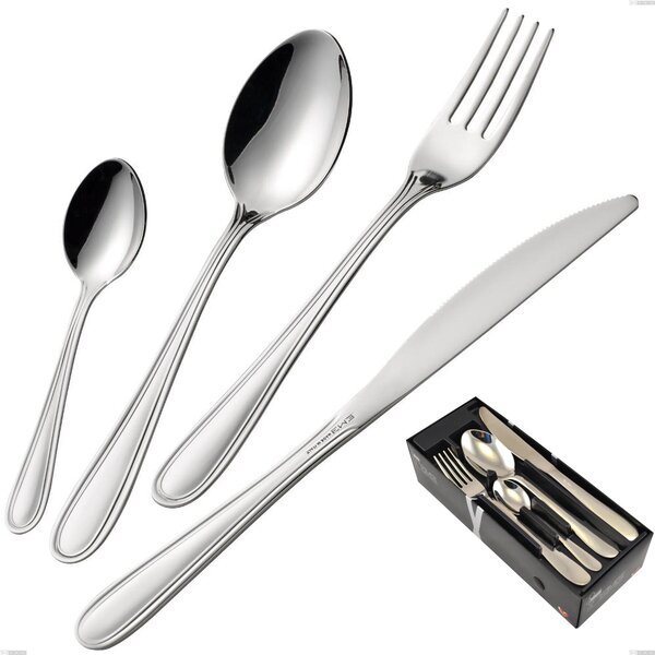 City 24 Piece Cutlery Set in Space-Saving Packaging, Economical Knife, Stainless Steel 18.10 (Aisi304), 1.8 mm Thickness