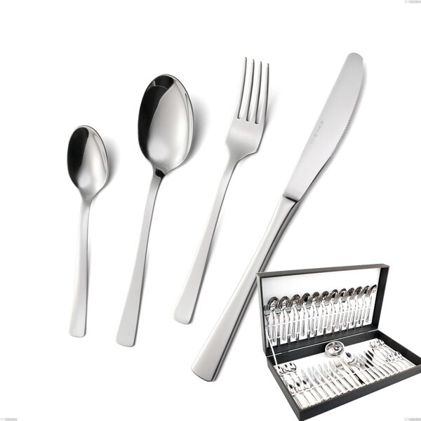 Doram 51 Piece Cutlery Set in Canteen Box, Polished AISI 304 Stainless Steel, 2.5 mm Thickness, Economical Knife