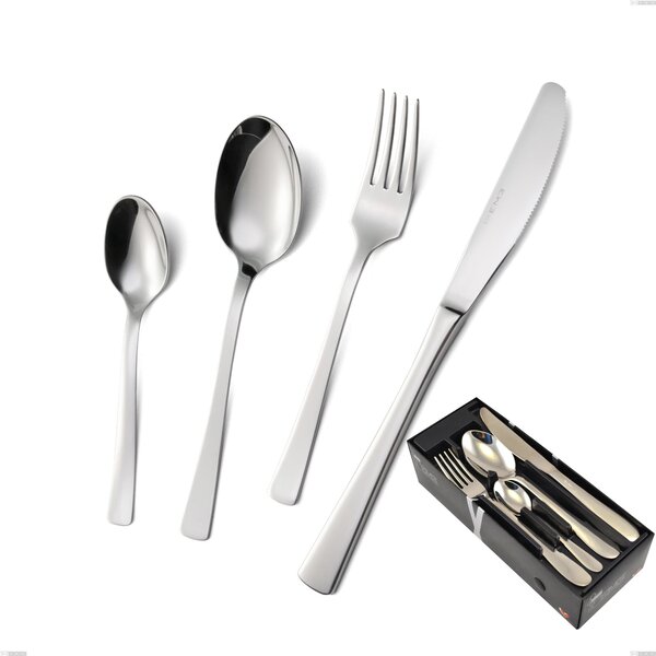 Doram 24 Piece Cutlery Set in Space-Saving Packaging, Polished Aisi 304 Stainless Steel, 2.5 mm Thickness, Economical Knife