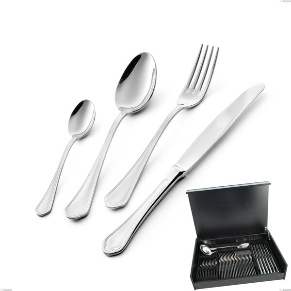 Domus 51 Piece Cutlery Set in Wooden Case, Stainless Steel 18.10 (AISI304), 3.0 mm Thickness