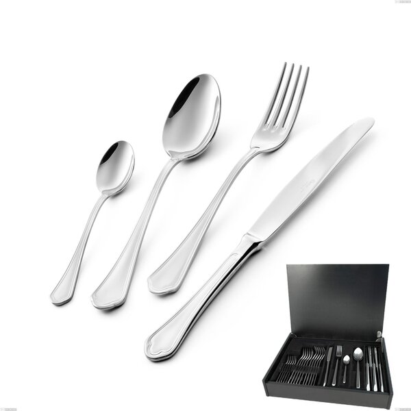 Domus 24 Piece Cutlery Set in Wooden Case, Stainless Steel 18.10 (AISI304), 3.0 mm Thickness