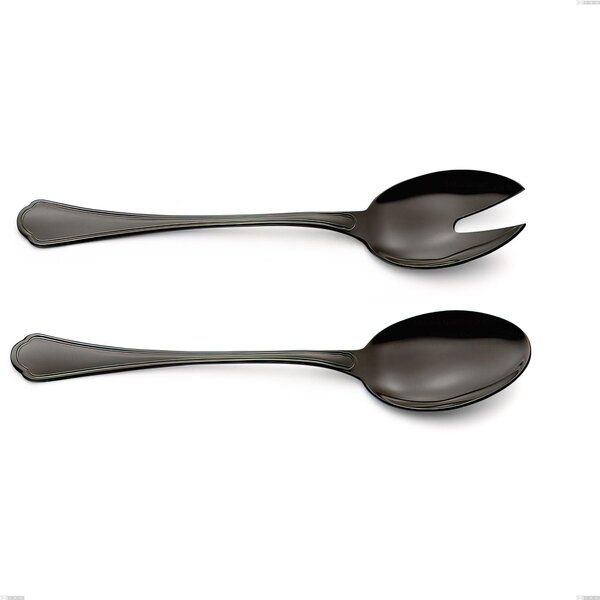 Domus Black Salad Cutlery Set, 18/10 Stainless Steel with PVD Coating, 3 mm Thickness, 240 mm Length