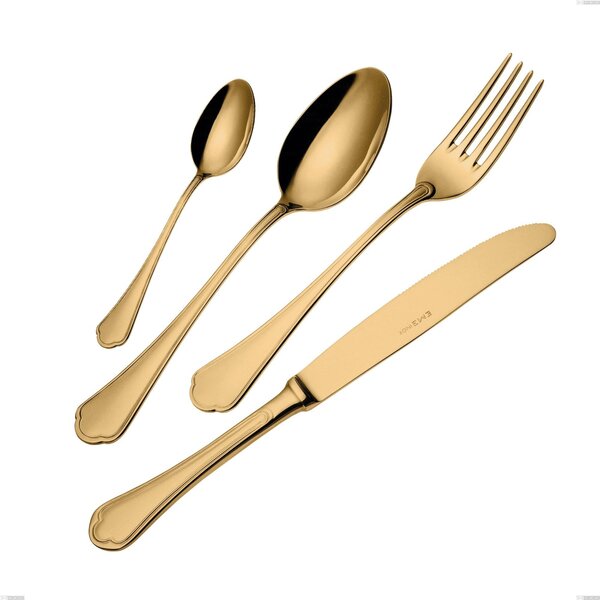 Domus Gold Dessert Fork, 18/10 Stainless Steel, Length 152 mm Thickness 3 mm PVD Gold Treatment