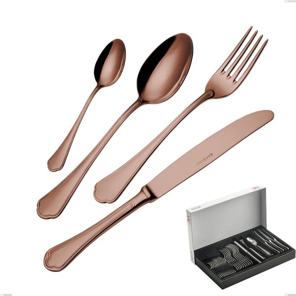 30-Piece Domus Chocolate Cutlery Set in Panoramic Packaging, 18/10 Stainless Steel, 3 mm Thickness