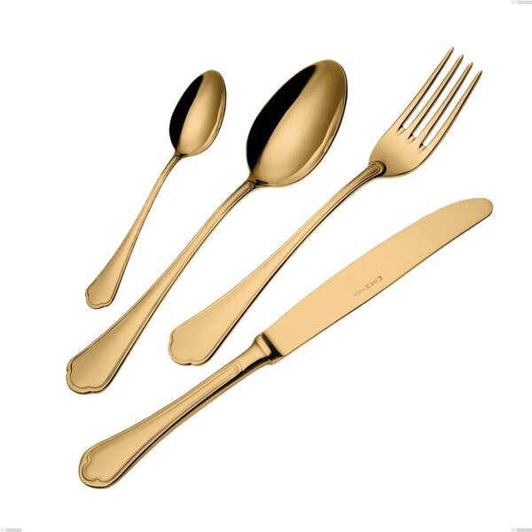 Domus Gold Serving Spoon, 18/10 Stainless Steel, 240 mm Length, 3 mm Thickness, PVD Gold Treatment