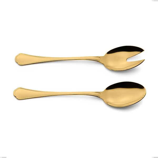 Domus Gold Salad Cutlery Pair, 18/10 Stainless Steel, Length 240 mm Thickness 3 mm PVD Gold Treatment